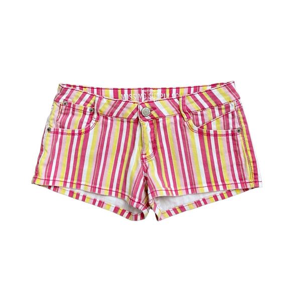 MOSSIMO SUPPLY CO Womens Size 7 Striped Low Rise Denim Jean Mini Summer Shorts - Picture 1 of 6